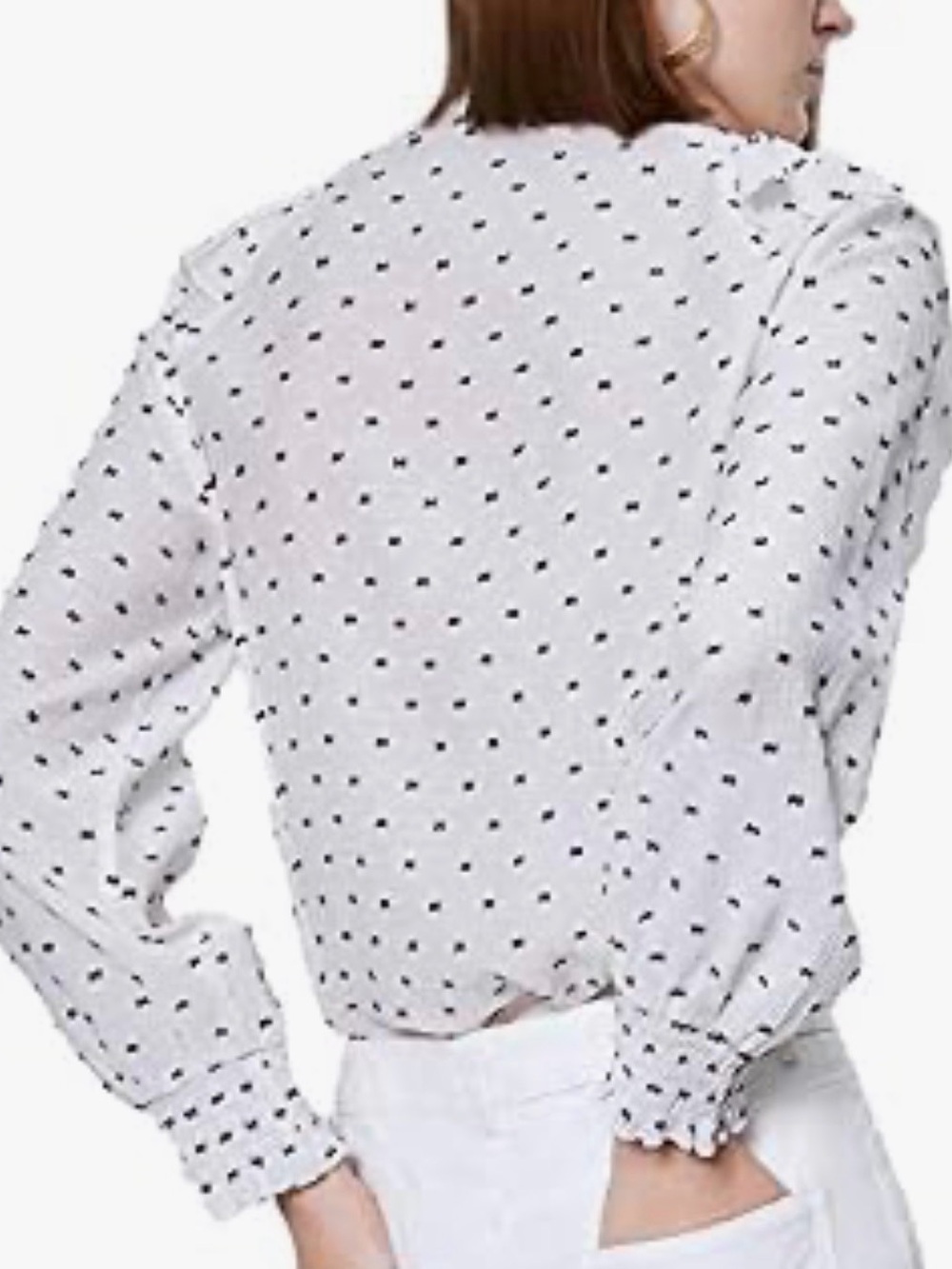 ZARA Swiss Dot Semi-Sheer Ruffled Blouse Size M - Picture 7 of 10